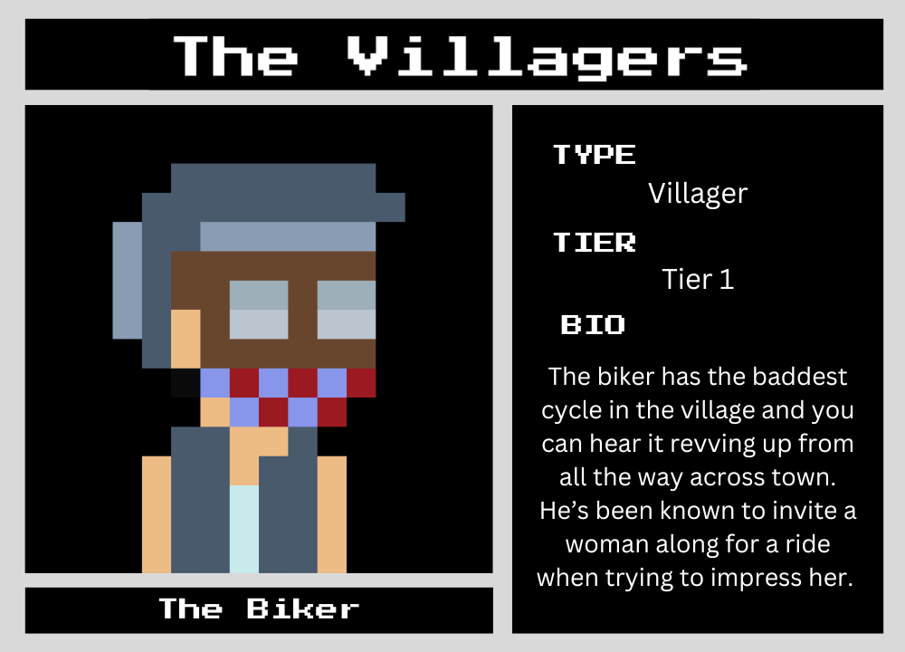 The Biker biography card